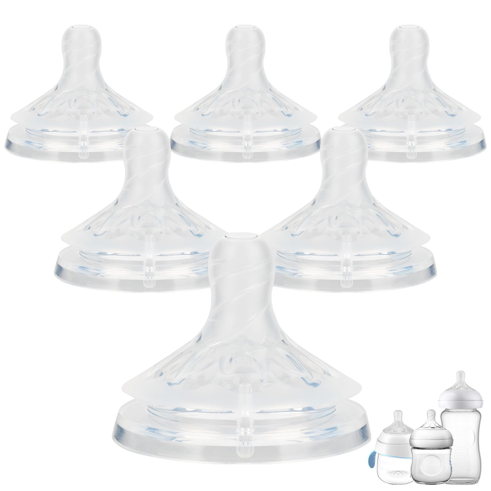 Silicone Bottle Nipples for Philips Avent Natural Baby Bottles,Size 4 Nipple,3m+,Meudim Flow, 6 Count
