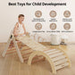 Pikler Triangle Set With Cushion, 8-In-1 Toddler Climbing Toys Indoor, Wooden Montessori Climbing Set With Arch Ramp,Ladder&Tent