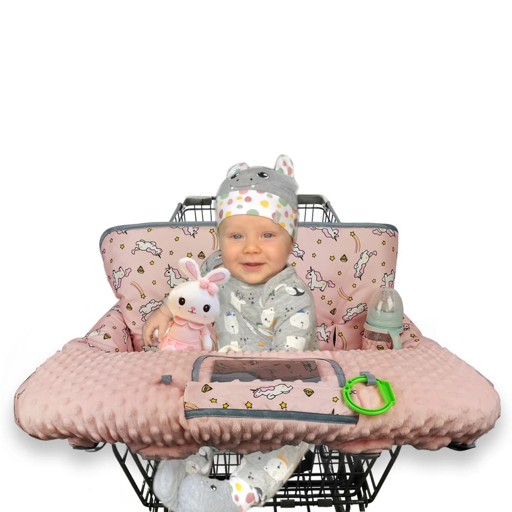 Rhydeer Shopping Cart Cover For Babies-High Chair Cover, Dotted Minky Touching, Multi In 1 Design, 360 Full Protection, Roll In
