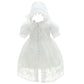 Coozy Baby Girl Christening Baptism Gowns Toddler Princess Wedding Special Occasion Dress 3Pcs Outfits (White, 12M/12-15Months)