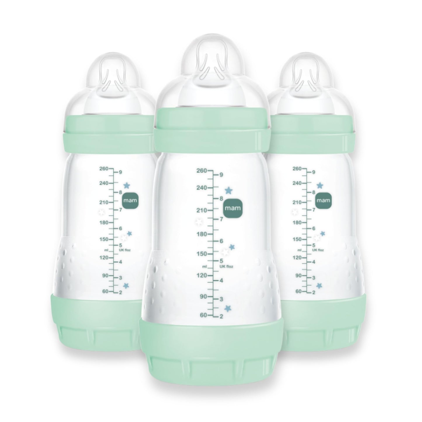 Mam Easy Start Anti-Colic Bottle 9 Oz (3-Count), Baby Essentials, Medium Flow Bottles With Silicone Nipple, Baby Bottles For Bab