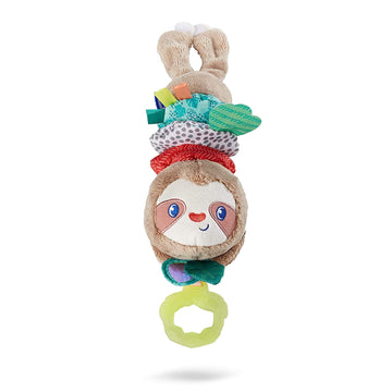 Infantino Music & Motion Pulldown Sloth - Musical plush sloth with multi-textured teether for tactile exploration, easily attach