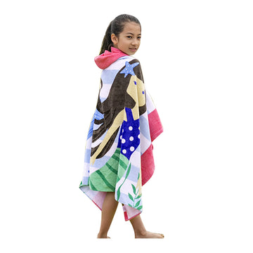 Bangsaur Kids Towels With Hood, Oversize Bath Pool Swiming Towel Wrap Toddlers Girls Baby 3-12 Years Cotton Changing Robe Star M