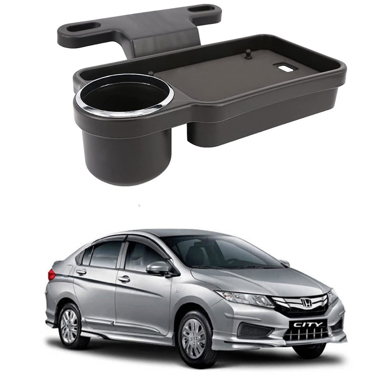 Oshotto (FT04) Foldable Car Auto Headrest Rear Back Seat Table Drink Food Cup Tray Holder Compatible with Honda City Idtec 201