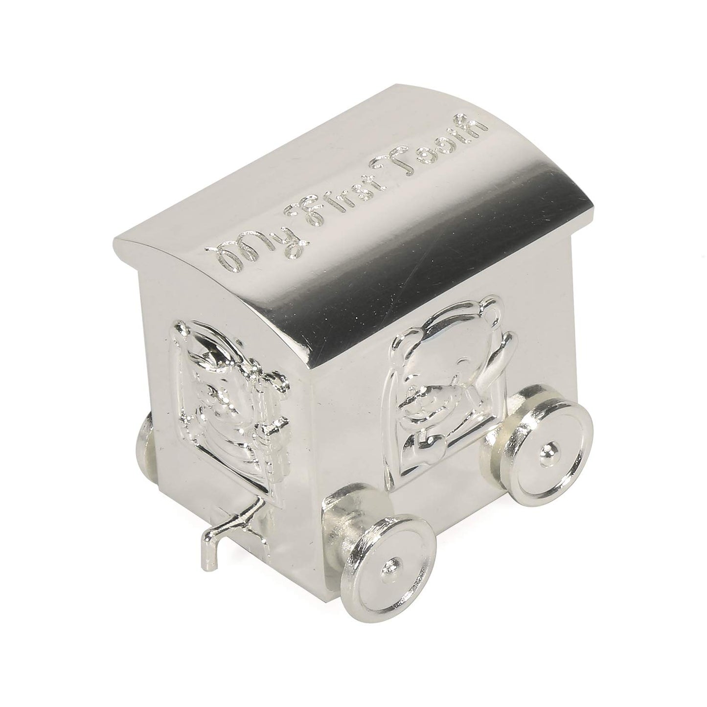 K Cool Shiny Silver Baby Tooth Box Metal Kids Keepsake Origanizer Train Tooth Holder Children Tooth And Curl Fairy Container Chr