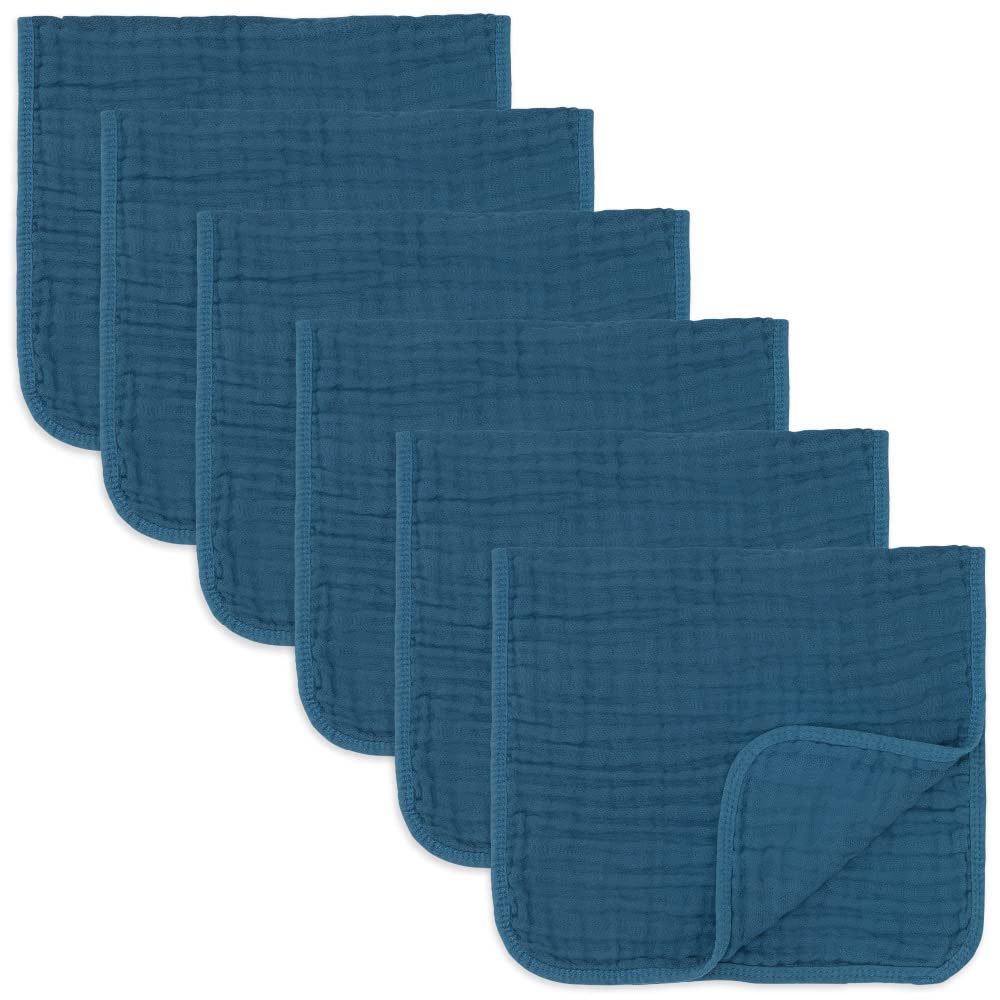 Comfy Cubs Muslin Burp Cloths 20 x 10, Pack of 6 - Large, 6-Layer, Ultra Absorbent 100% Cotton for Baby Drool and Messes - Soft,