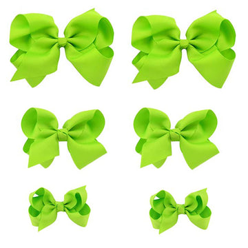 Neon Bows For Girls,6Pcs Hand-Made Grosgrain Ribbon Hair Bows Alligator Clips Hair Accessories For Little Teen Toddler Girls Kid