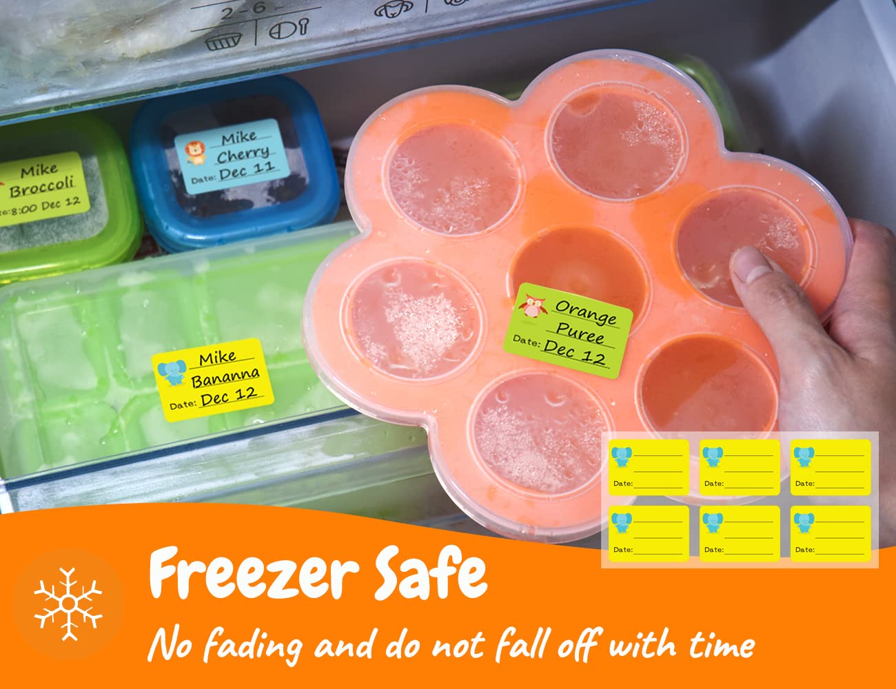 Baby Food Labels, Removable Write-On Daycare Date Labels For Oxo Tot Baby Food Storage Containers, Trays, Jars, Freezer & Dishwa