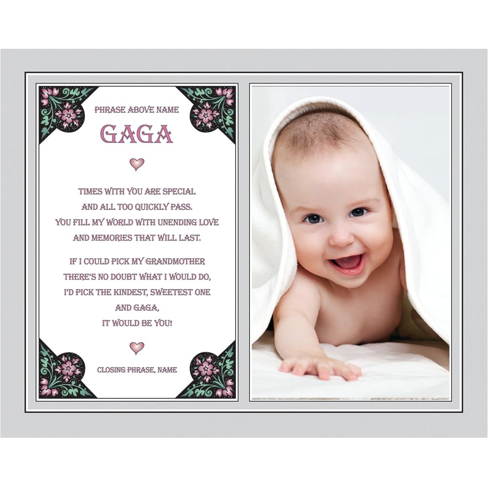 Sweet Gift For Gaga From Grandchild For Grandparents Day, Christmas Or Birthday, Personalized 8X10 Inch Custom Print