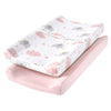 TILLYOU Changing Pad Cover Set in Soft Jersey Material - Fits 32/34''x16 Contoured Pad for Babies,Elephant & Cloud, Pink
