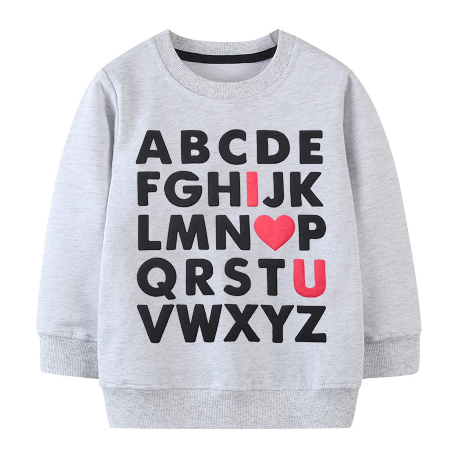 Mrocioa Valentines Day Shirt For Boys Girls Alphabet Abc I Love U Sweatshirt Toddler Kids Vday Heart Tops Size 7 Years