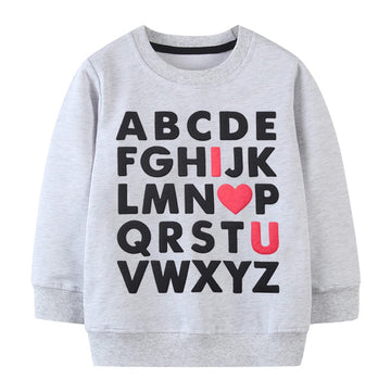 Mrocioa Valentine'S Day Outfit Alphabet Abc I Love U Shirt Toddler Boys Sweatshirt Kids Long Sleeve Tops Grey 5 6 Years