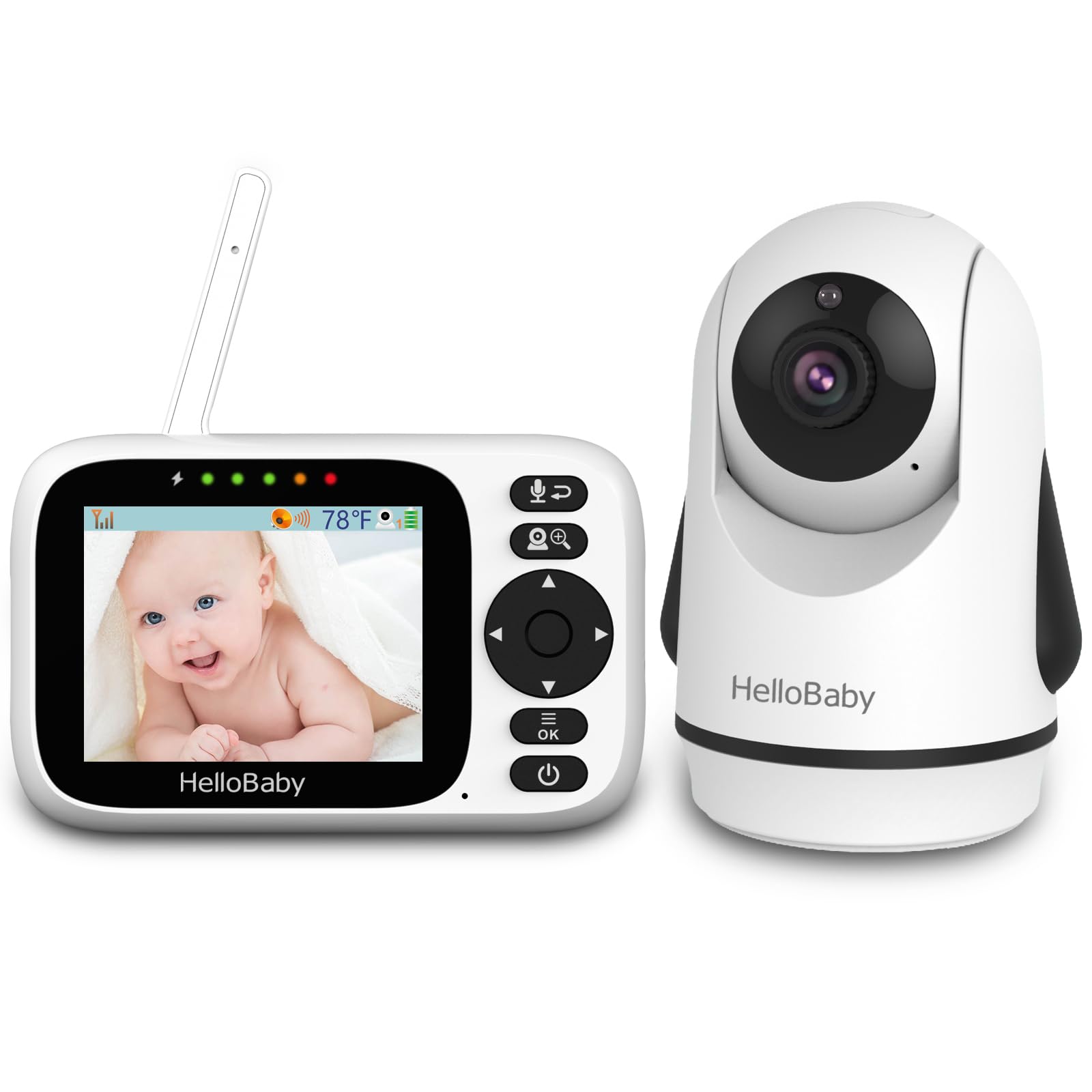 Hellobaby Baby Monitor With 3.2'' Ips Screen - Baby Camera Monitor With Remote Pan-Tilt-Zoom Camera No Wifi, Infrared Night Visi