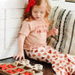 Wybzd Baby Girl Valentines Day Outfit Little Miss Valentine Short Sleeve T-Shirt Top Bell-Bottom Pants Sets Cute Toddler Clothes