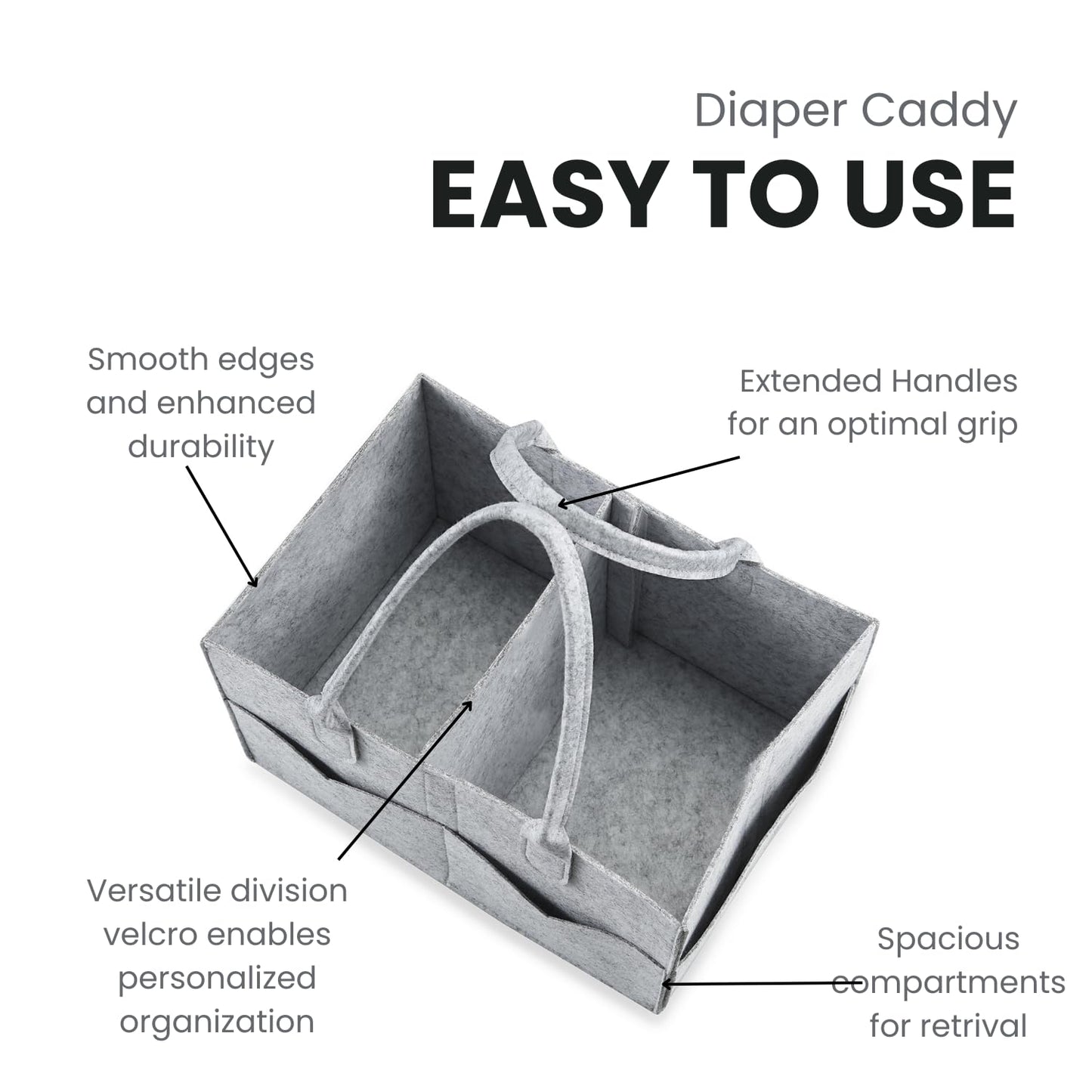 Pandaear 2 Pack Baby Diaper Caddy Organizer, Portable Diaper Holder Nursery Storage Basket For Wipes & Baby Stuff, Collapsible B