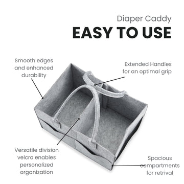 Pandaear 2 Pack Baby Diaper Caddy Organizer, Portable Diaper Holder Nursery Storage Basket For Wipes & Baby Stuff, Collapsible B