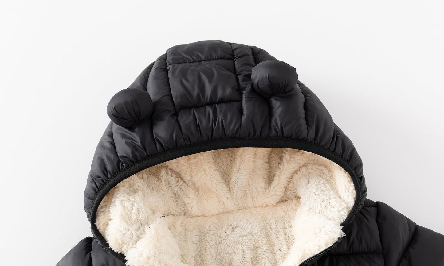 Cecorc Winter Coats For Kids With Hoods Light Puffer Jacket For Girls, Boys | Baby, Infants, Toddlers, 2T,Black(With Fleece Insi