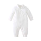 Pureborn Newborn Unisex Baby Boys Girls Spring Fall Romper Jumpsuit - Solid White Long Sleeve Jumpsuit Clothes For Christening B