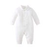 Pureborn Newborn Unisex Baby Boys Girls Spring Fall Romper Jumpsuit - Solid White Long Sleeve Jumpsuit Clothes For Christening B