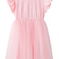 Lyxiof Girls Tutu Dress Casual Tulle Summer Solid Color Ruffle Sleeve Dress Pink 130Cm