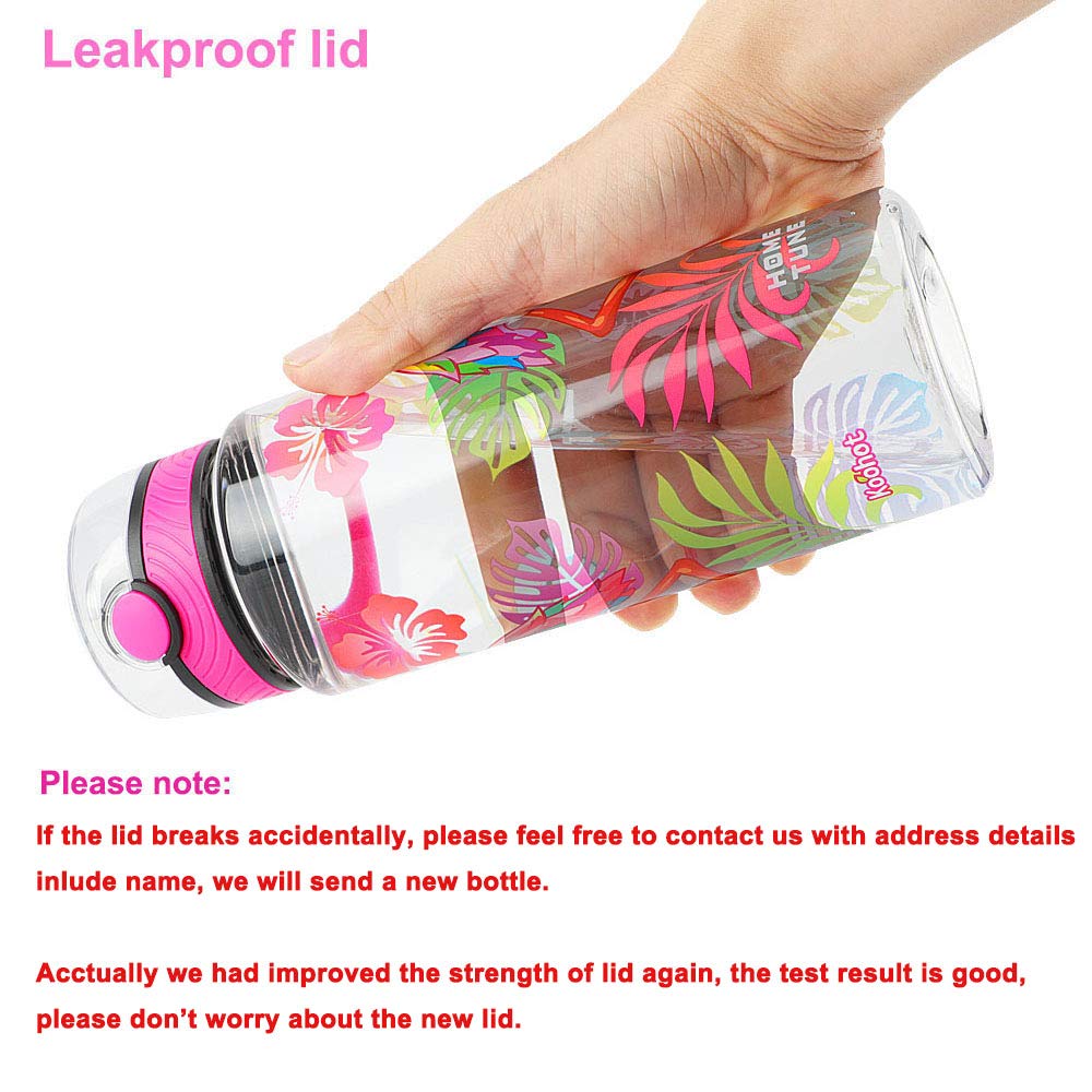 Cute Water Bottle For School Kids Girls, Bpa Free Tritan & Leak Proof & Easy Clean & Carry Handle, 23Oz/ 680Ml - Flamingo