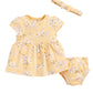 Smart Baby Cotton Frock Set With Headband & Bloomer For Baby Girls  Soft Interlock Cotton Short Sleeves Girl Dress (Yellow Colo