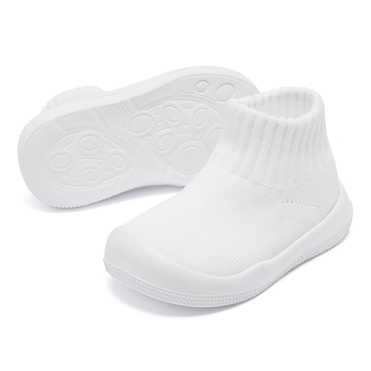 Eashi Toddler Shoes Girls Boys Sock Shoes Toddler Dress Shoes Baby Walking Shoes Slip On Size 7 White