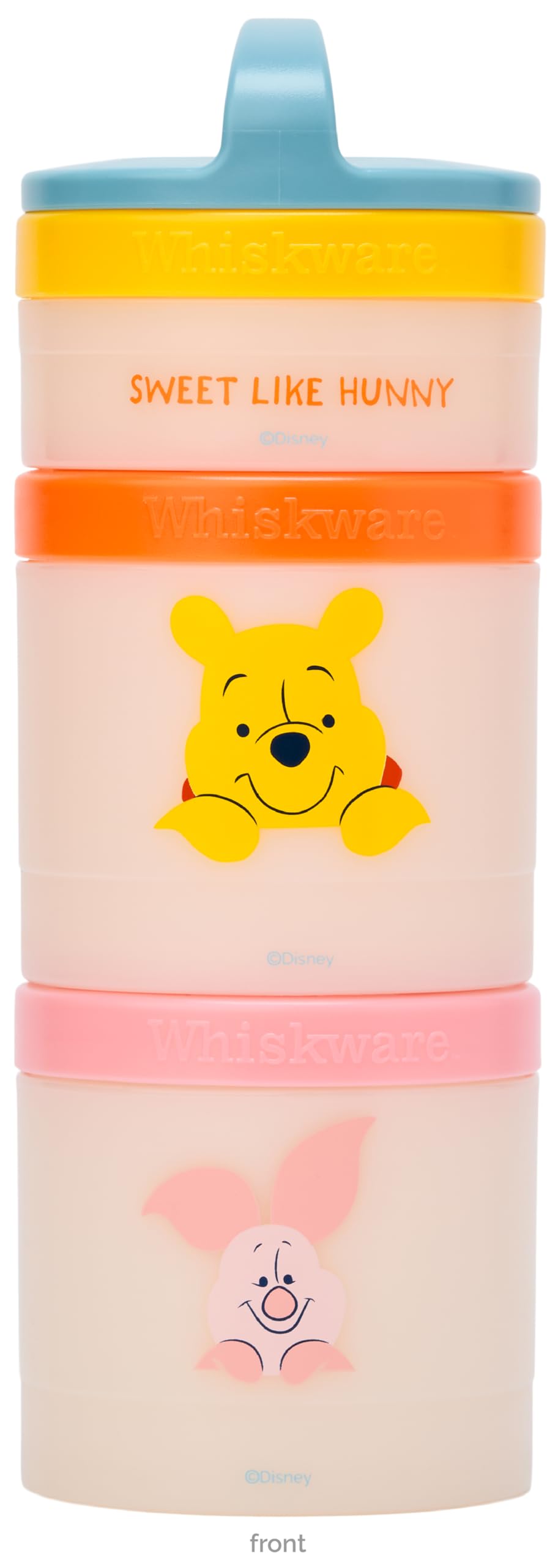 Whiskware Disney Winnie The Pooh Stackable Snack Containers for Kids and Toddlers, 3 Stackable Snack Cups for School and Travel,