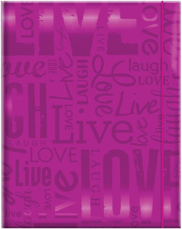Mcs Embossed Live Laugh Love 100-Pocket 4X6 Photo Album, Bright Purple