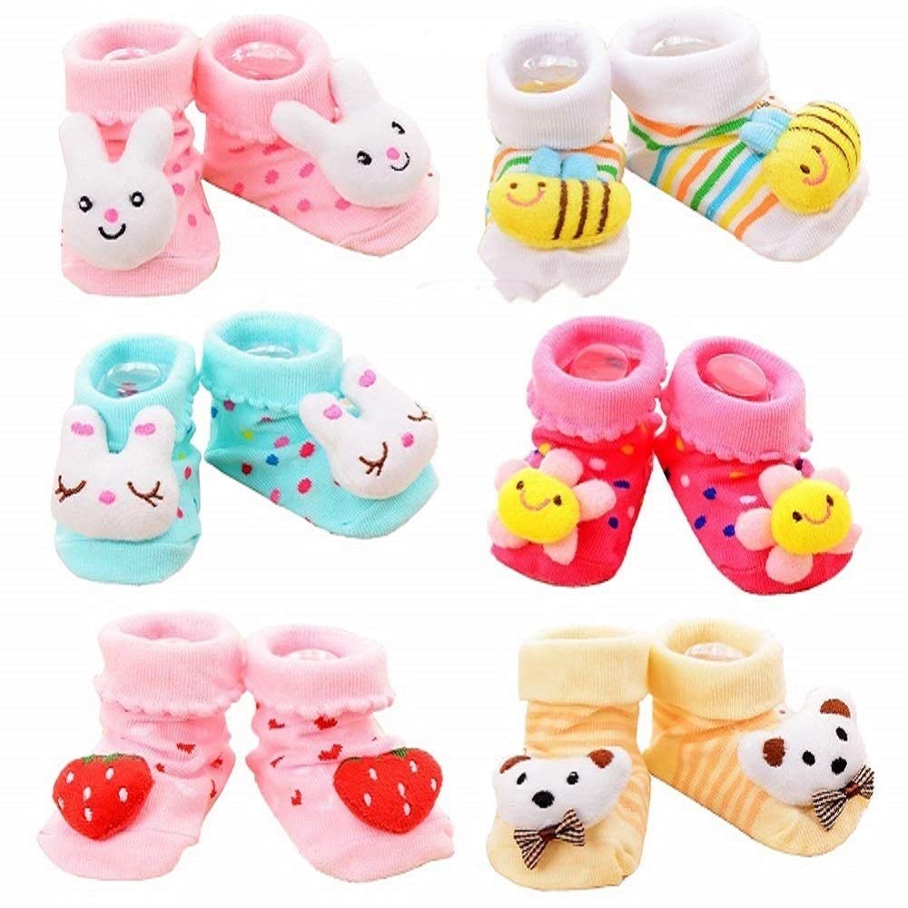 BabyS Cartoon Face Booty Cotton Socks (Pack Of 2) (SwUnisexBabyShoes05_Multicolour)