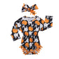 Bulingna Cute Infant Newborn Baby Girl Long Sleeve Pumpkin Bodysuit Pompom Romper Halloween Outfit With Headband (Black, 12-24 M