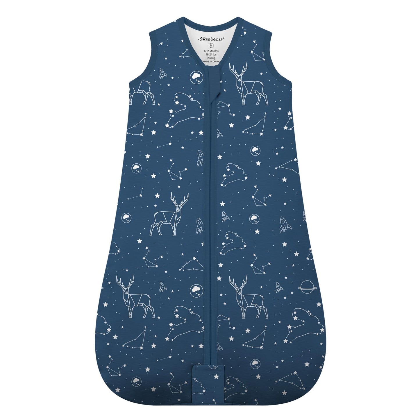 Mosebears Sleep Sack Baby Winter Wearable Blanket with 2-Way Zipper,2.5 TOG Cotton Sleep Sack Unisex(Navy Blue,12-18 Months)