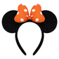 ODOCARE Handmade Mouse Ears Headband for Women and Girls, Polka Dot Bow Mouse Ears Costume Accessories(Orange-White Dots)