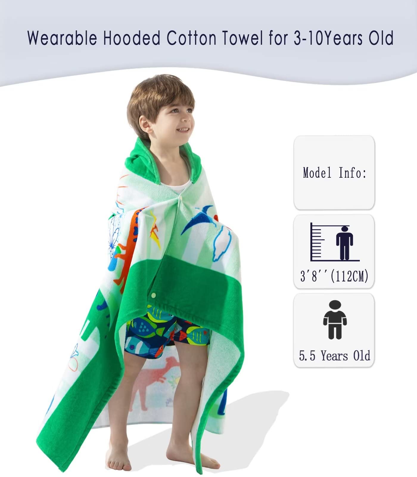 VOOVA & MOVAS Toddler Towels Age 3-10, 30X50,100% Cotton | Thick | Absorbent, Beach | Pool | Bath | Bathroom | Swim Towel |
