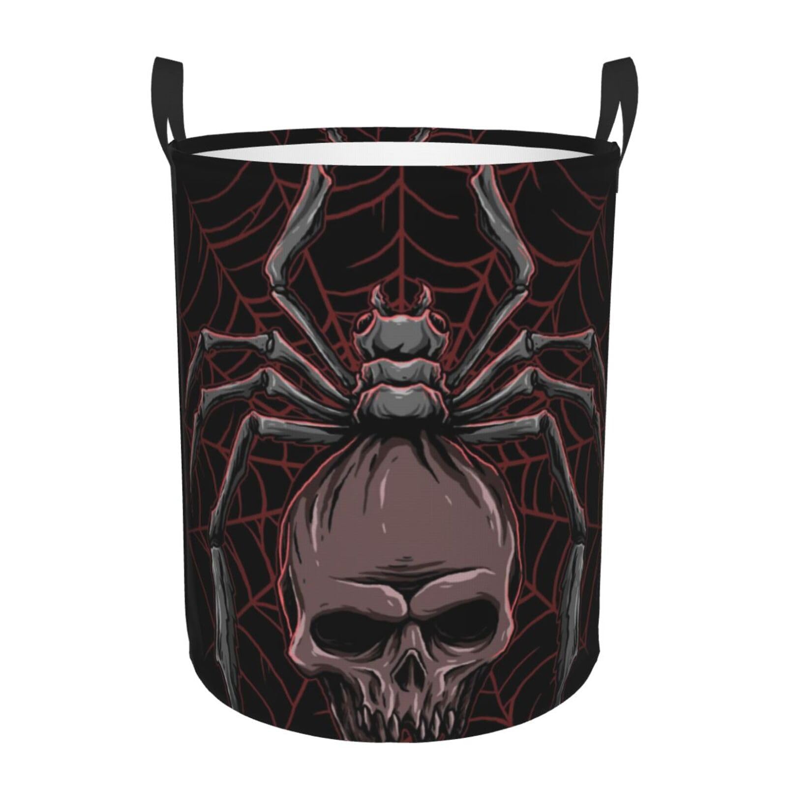 Pevtufa Spider With Skull Foldable Laundry Basket Organizer,Fabric Clothes Toy Storage Basket Nursery Hamper Storage Bin For Hou
