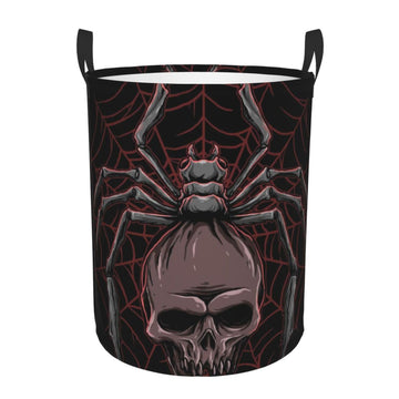 Pevtufa Spider With Skull Foldable Laundry Basket Organizer,Fabric Clothes Toy Storage Basket Nursery Hamper Storage Bin For Hou