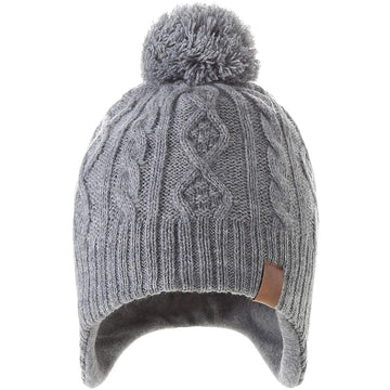 Lmlalml Boys Winter Hat Earflap Knitted Beanie For Kids Warm Fleece Lined Thicken Hat For Baby
