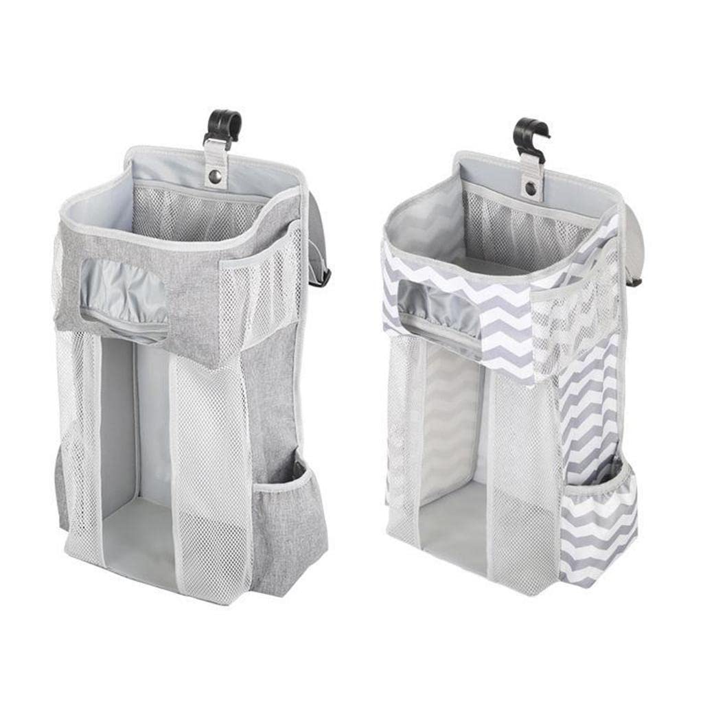 SNAPPSY Baby Crib Bed Hanging Bag Rack Bedside Diaper Organizer Bag PP Support Plate Gray