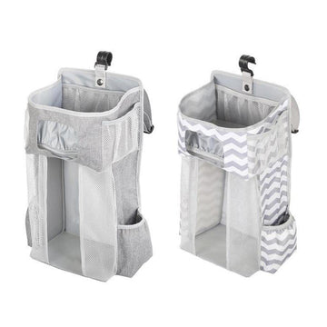 SNAPPSY Baby Crib Bed Hanging Bag Rack Bedside Diaper Organizer Bag PP Support Plate Gray