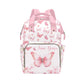 Noverbibi Custom Baby Diaper Bags with Name, Butterfly Pink Personalized Diaper Bag Backpack Mommy Bag Diaper Nappy Bags Casual 
