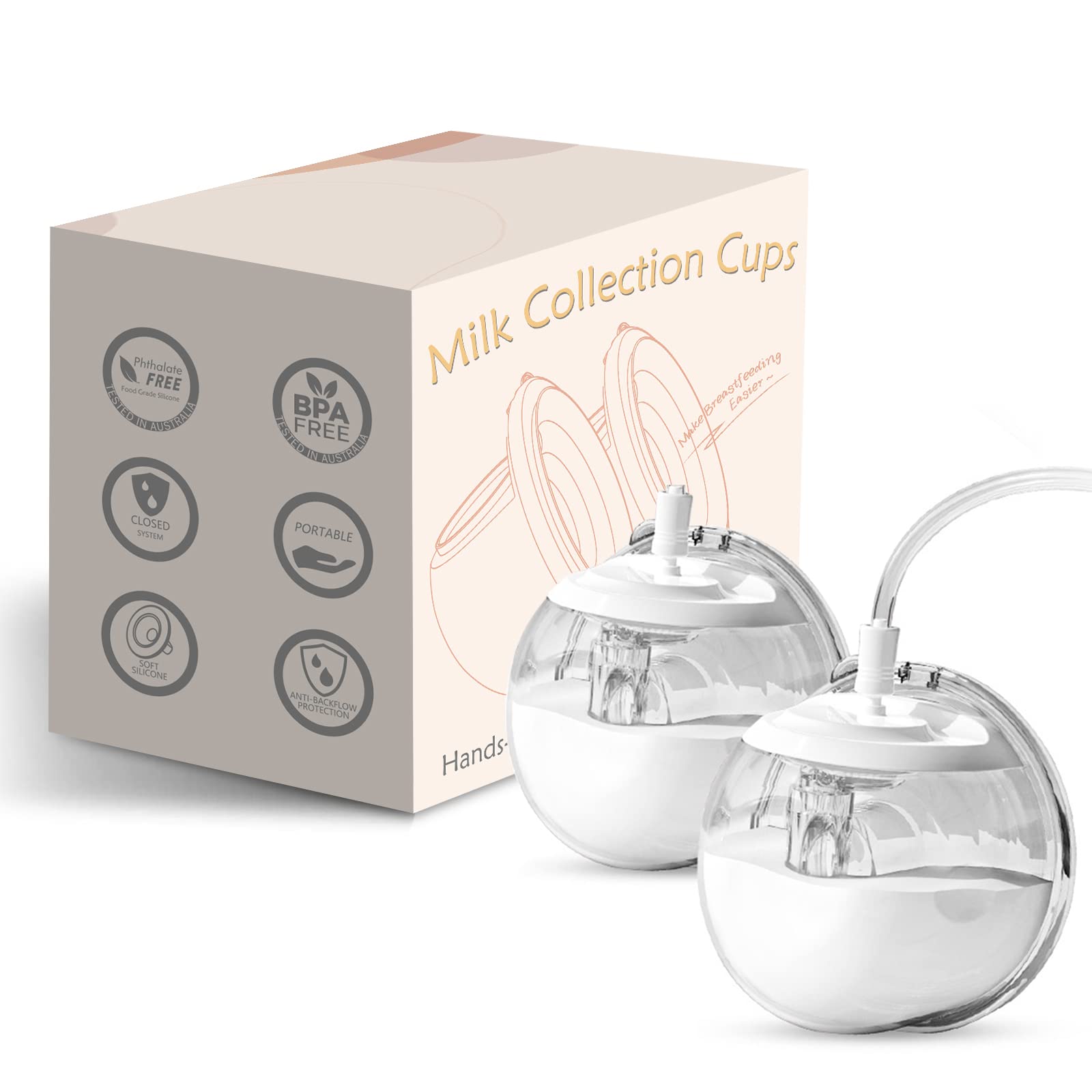 Wearable Silicone Milk Collection Cups,Closed System Breast Milk Collection Cups,BreastMilk Collector Cup,Pump On The Go-24mm(2P