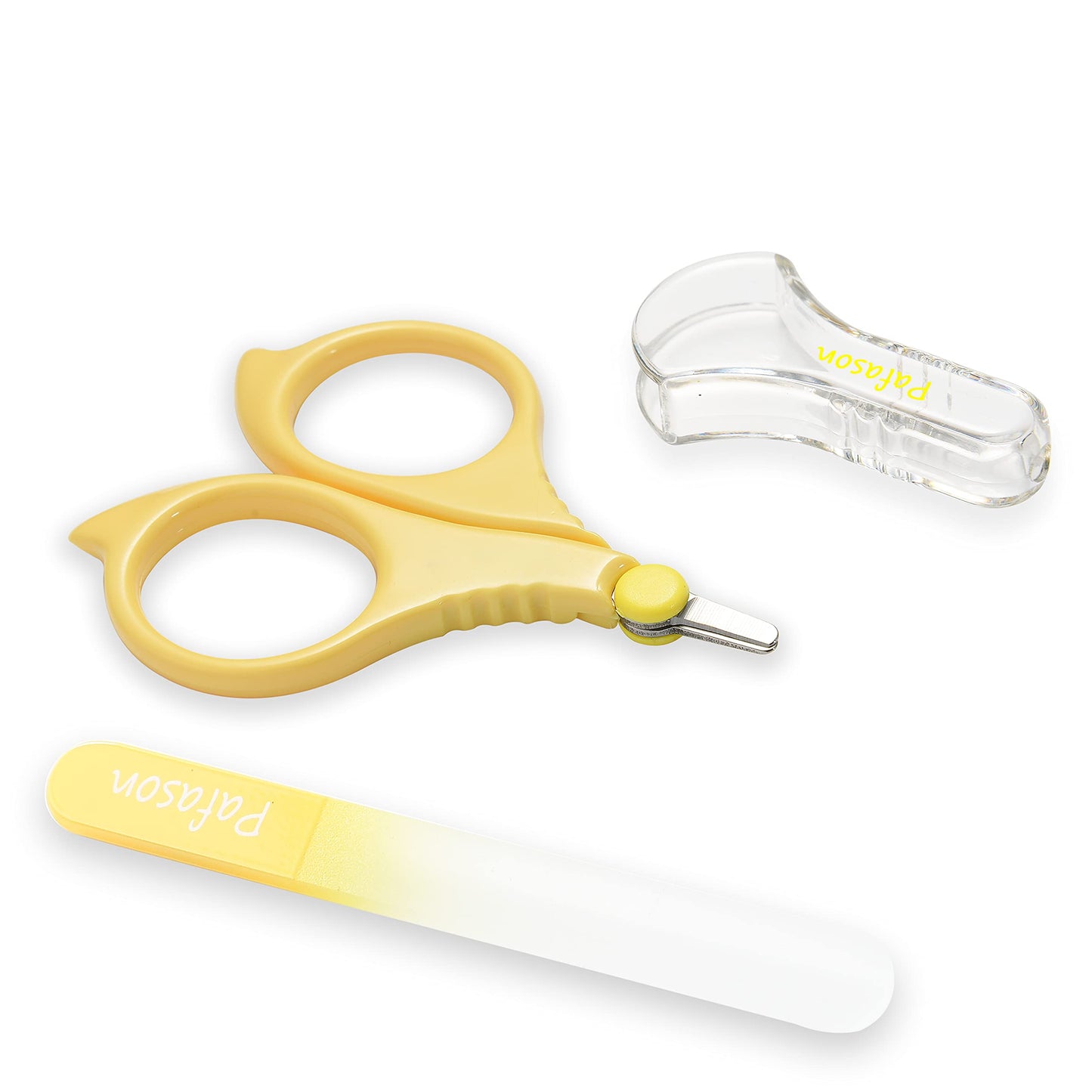 Pafason Baby Round Tip Safety Manicure Nail Scissors And Baby Glass Nail File Set, Stainless Steel, Czech Float Glass, Ideal Sho