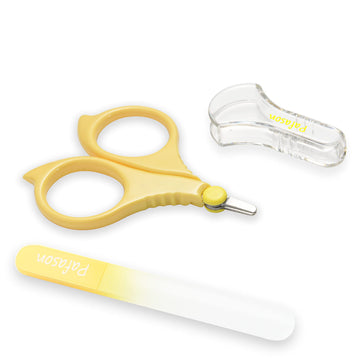 Pafason Baby Round Tip Safety Manicure Nail Scissors And Baby Glass Nail File Set, Stainless Steel, Czech Float Glass, Ideal Sho