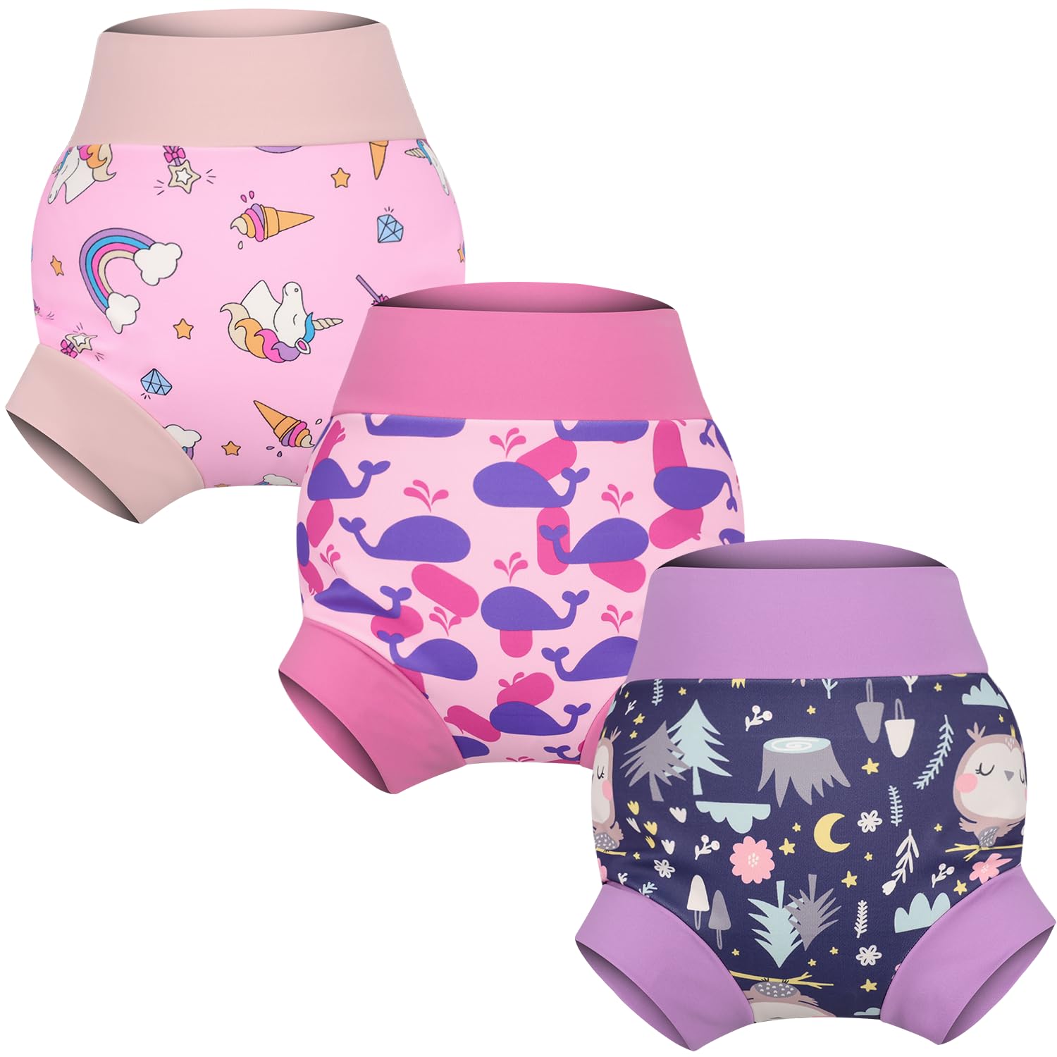 MooMoo Baby Reusable Swim Diapers 3 Pcs Waterproof Swimming Diapers for Baby Swim Lesson