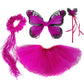 4 Pc Butterfly Costume For Girls Kids Halloween Party Favor Set With Butterfly Wings Tutu Wand Halo