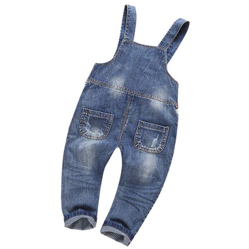 Kidscool Space Baby & Little Boys/Girls Plaid Lining Patchwork Denim Overalls Jeans,Blue, 12-18 Months