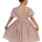 2Bunnies Girl Paisley Lace Back A-Line Tutu Tulle Party Flower Girl Dress (All Lace Flutter Sleeve Knee-Dusty Pink, 4T)