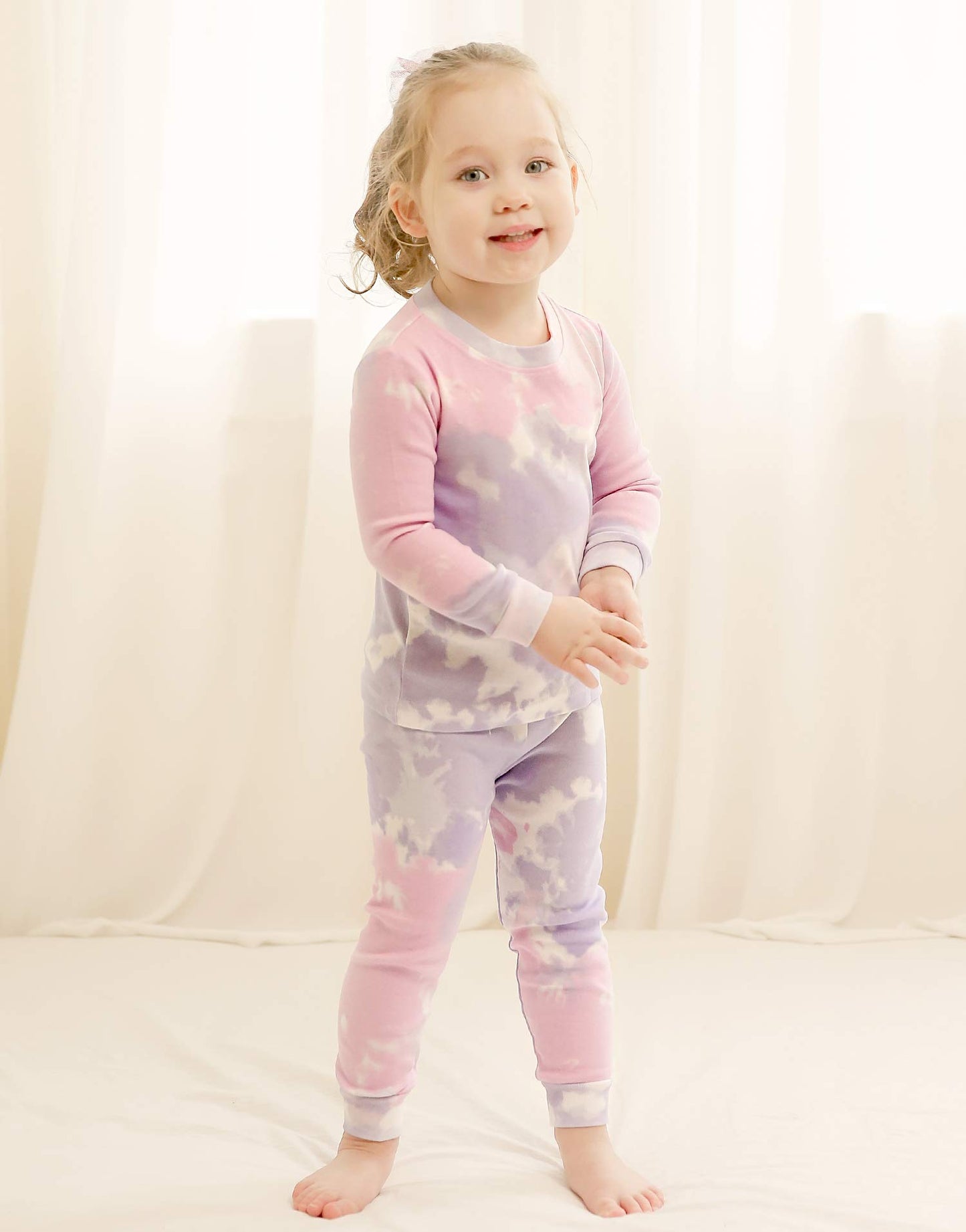 Vaenait Baby Kids Junior 100% Cotton Sleepwear Pajamas 2Pcs Set Tiedye-Bluepurple-250 M