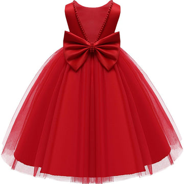 Baby Girl Red Dress,Party Christmas Earster Wedding Flower Sleeveless Floor Length Tutu Tulle Dance Birthday Gown 2T