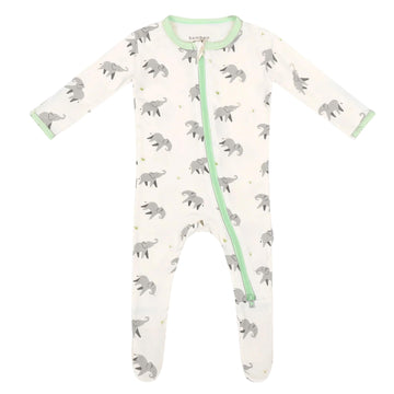 Elephant Footie For Baby - 95% Viscose From Bamboo, 5% Spandex - Soft Newborn Sleepwear, Baby Pajamas, Unisex Baby Clothes, Zipp